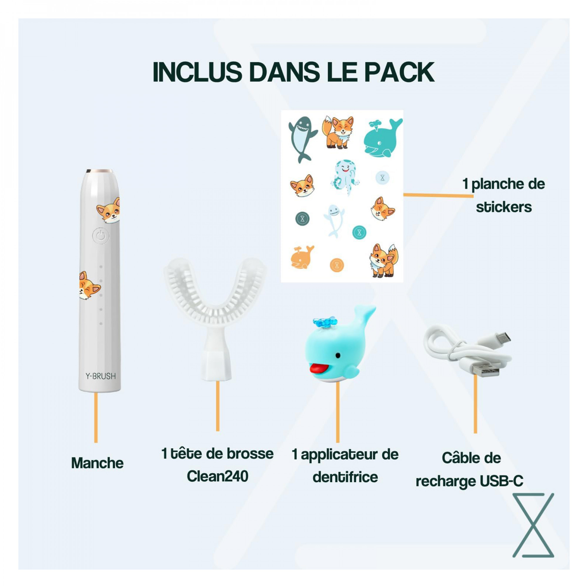 Электрическая зубная щетка для детей Y-Brush KidsBrush Sonic Electric Tooth Brush (4-12 год)